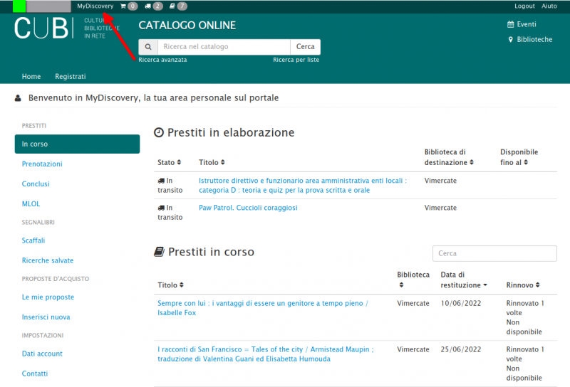 Accedere all'area My Discovery